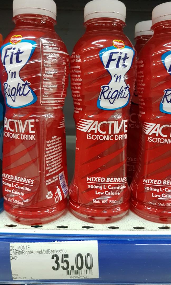 Fit 'n Right Active Isotonic Drink (Mixed Berries), Health & Nutrition ...