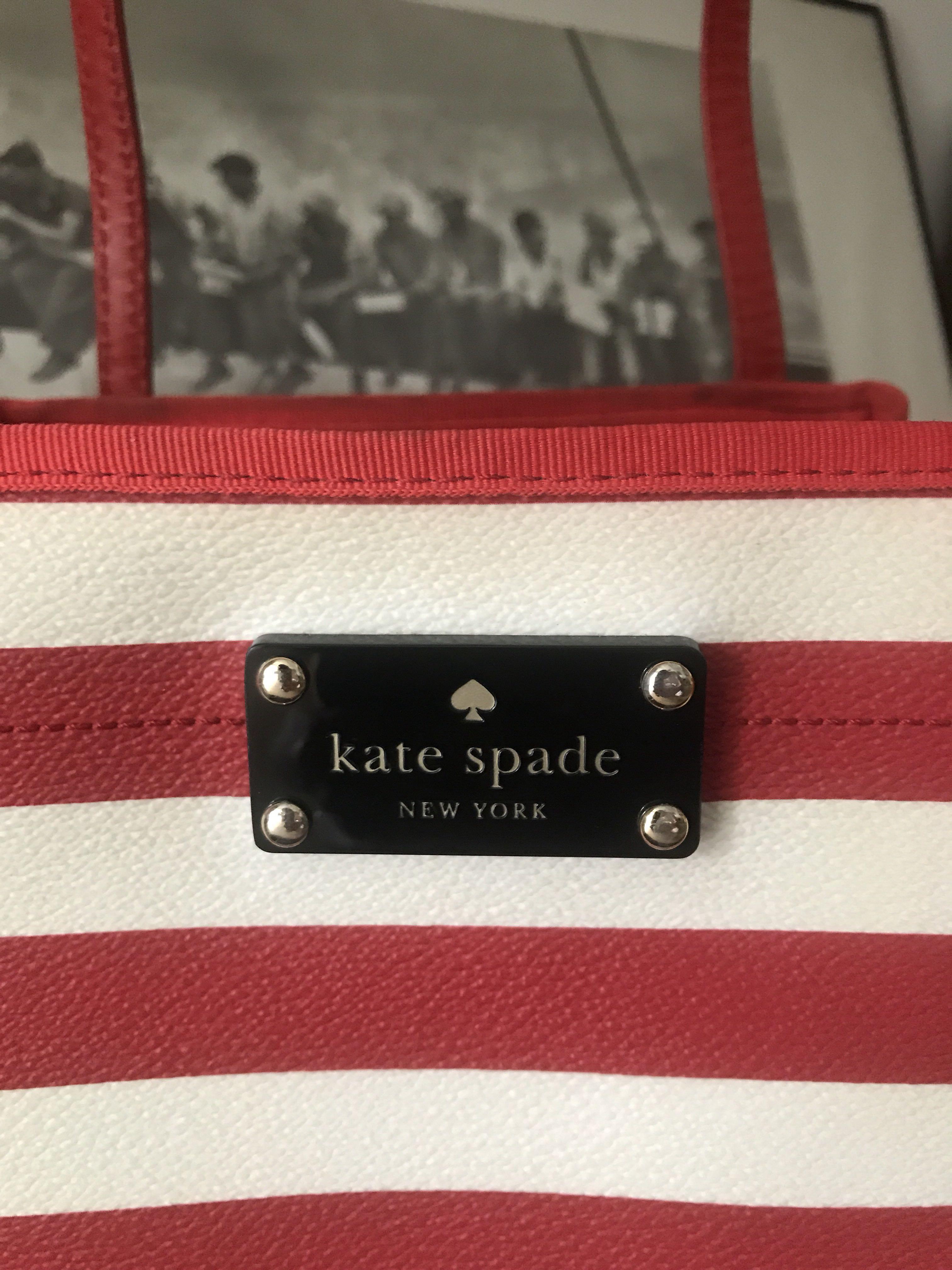 Red and clearance white striped bags