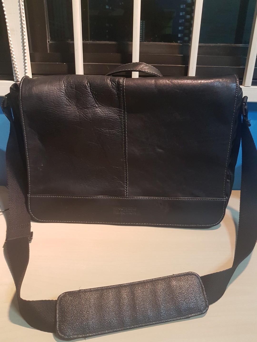 Kenneth cole reaction colombian hot sale leather flapover laptop bag
