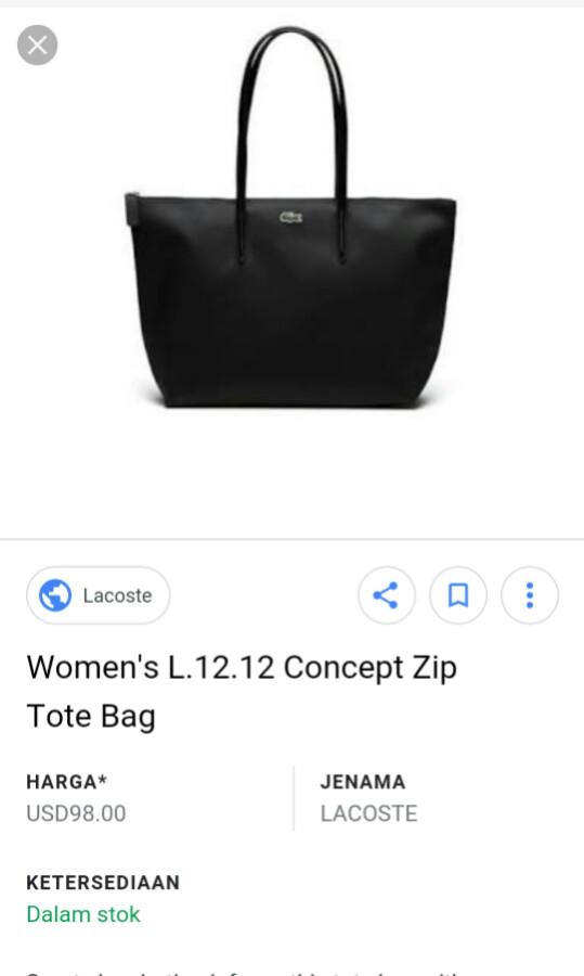 Lacoste top bag harga