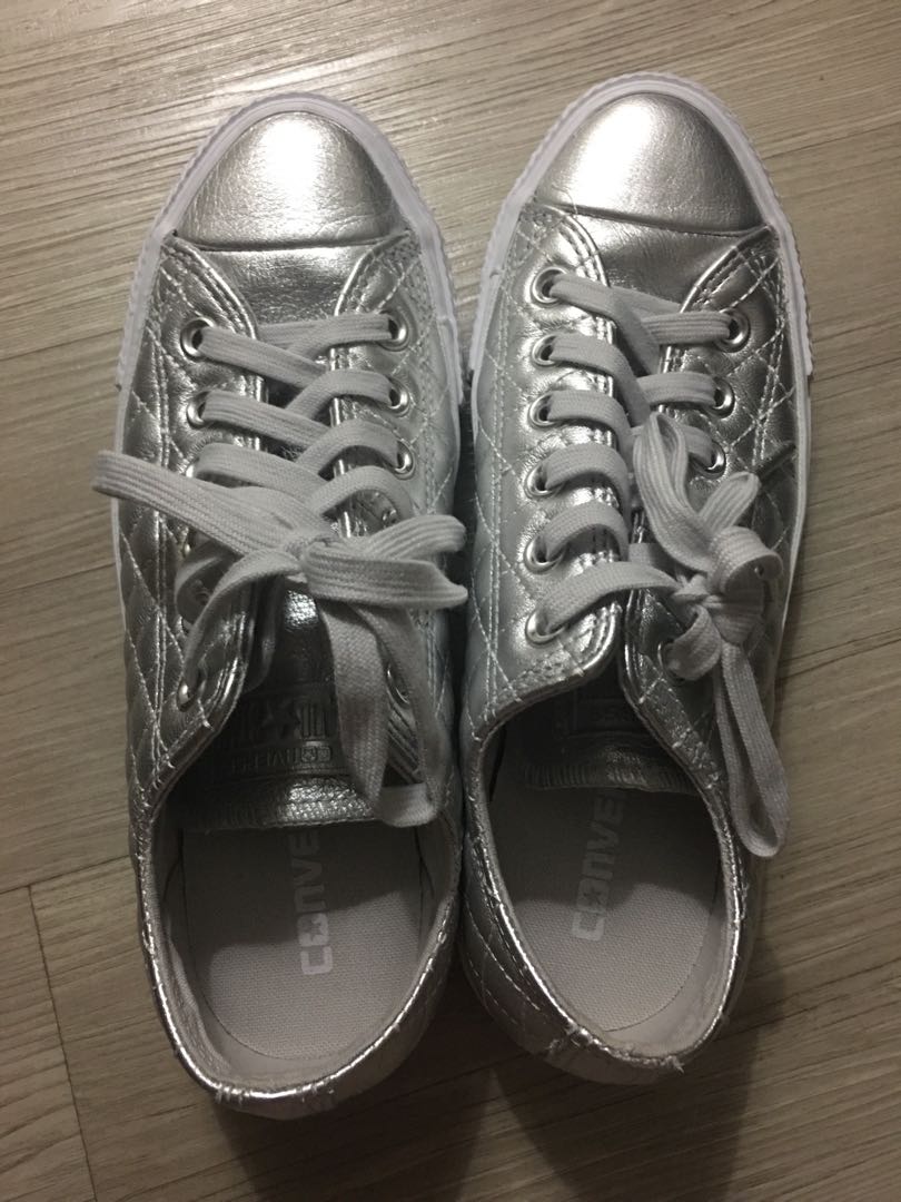 silver converse ladies