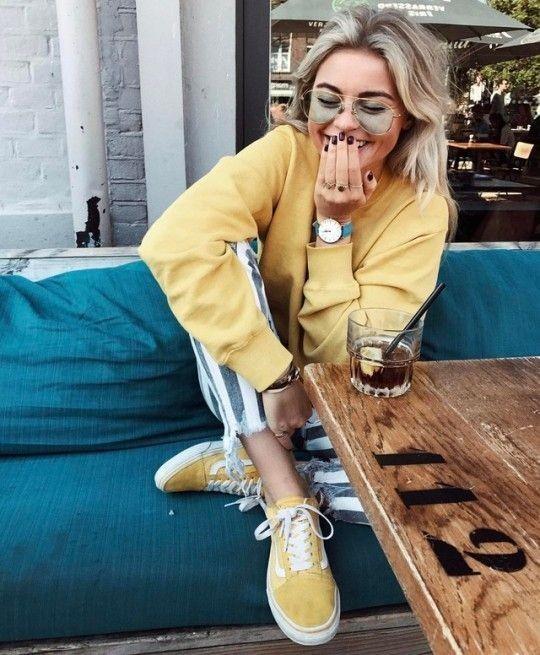 mustard yellow vans outfit