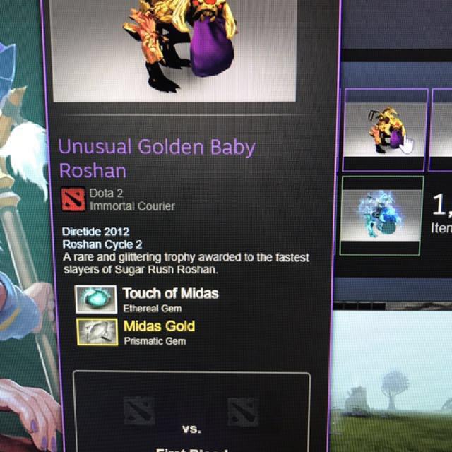 Wts Unusual Golden Baby Roshan Gbr Dota Courier Video Gaming Video Game Consoles Others On Carousell