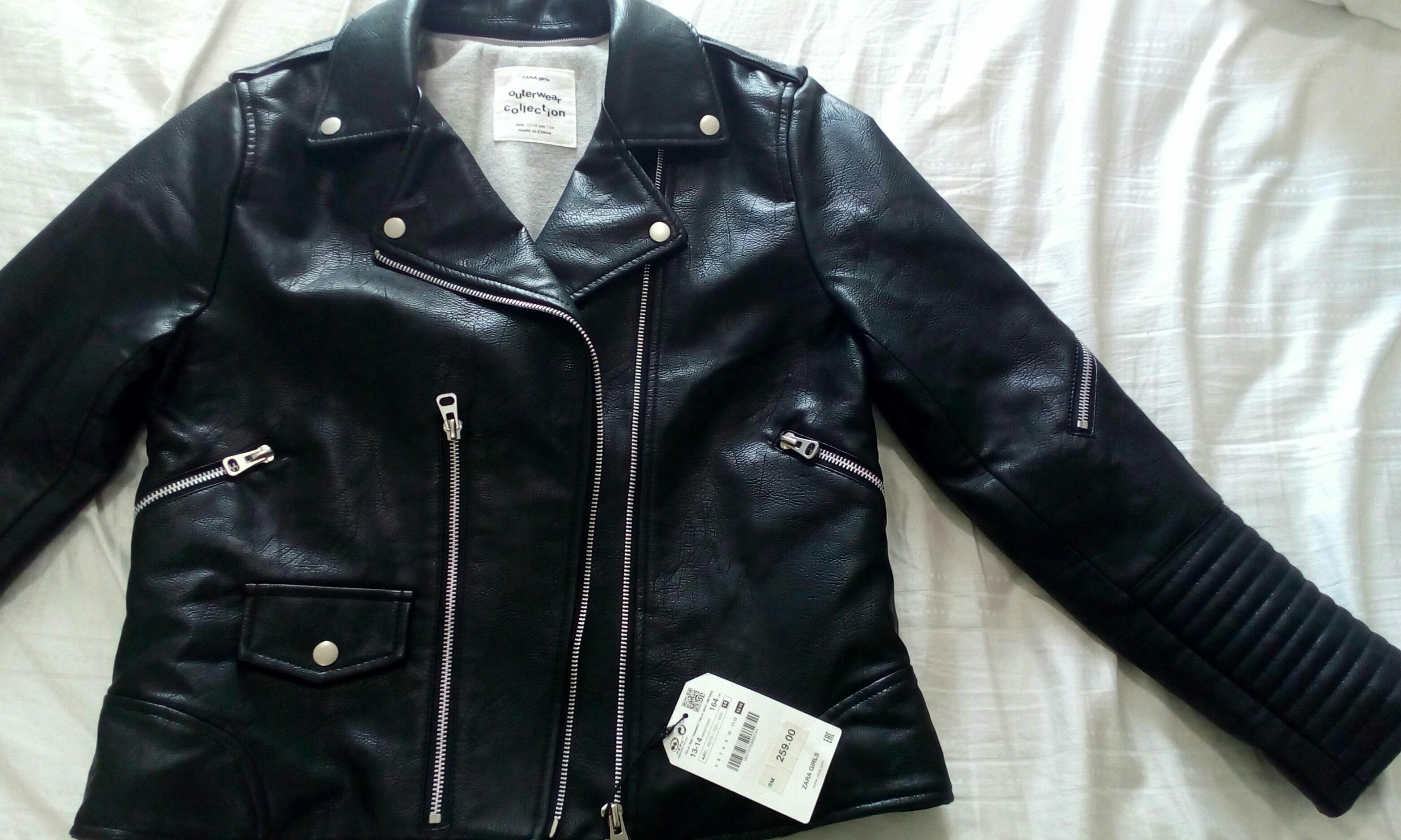 zara black leather biker jacket