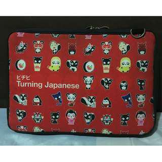 Red Laptop Case Sleeve – Punchdrunk Panda Turning Japanese – with pouch & sling!