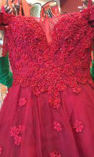 Beautiful Red boat neck ball/party gown