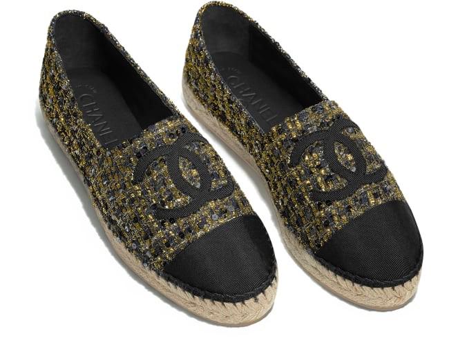 chanel gold espadrilles