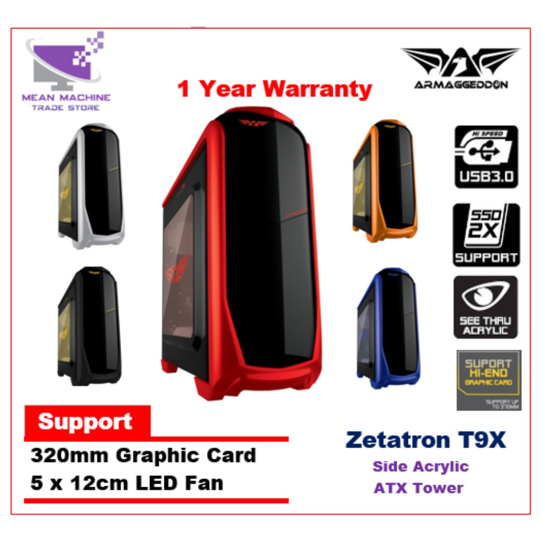 Armaggeddon Zetatron T9X Side Acrylic ATX Gaming Chassis, Computers ...