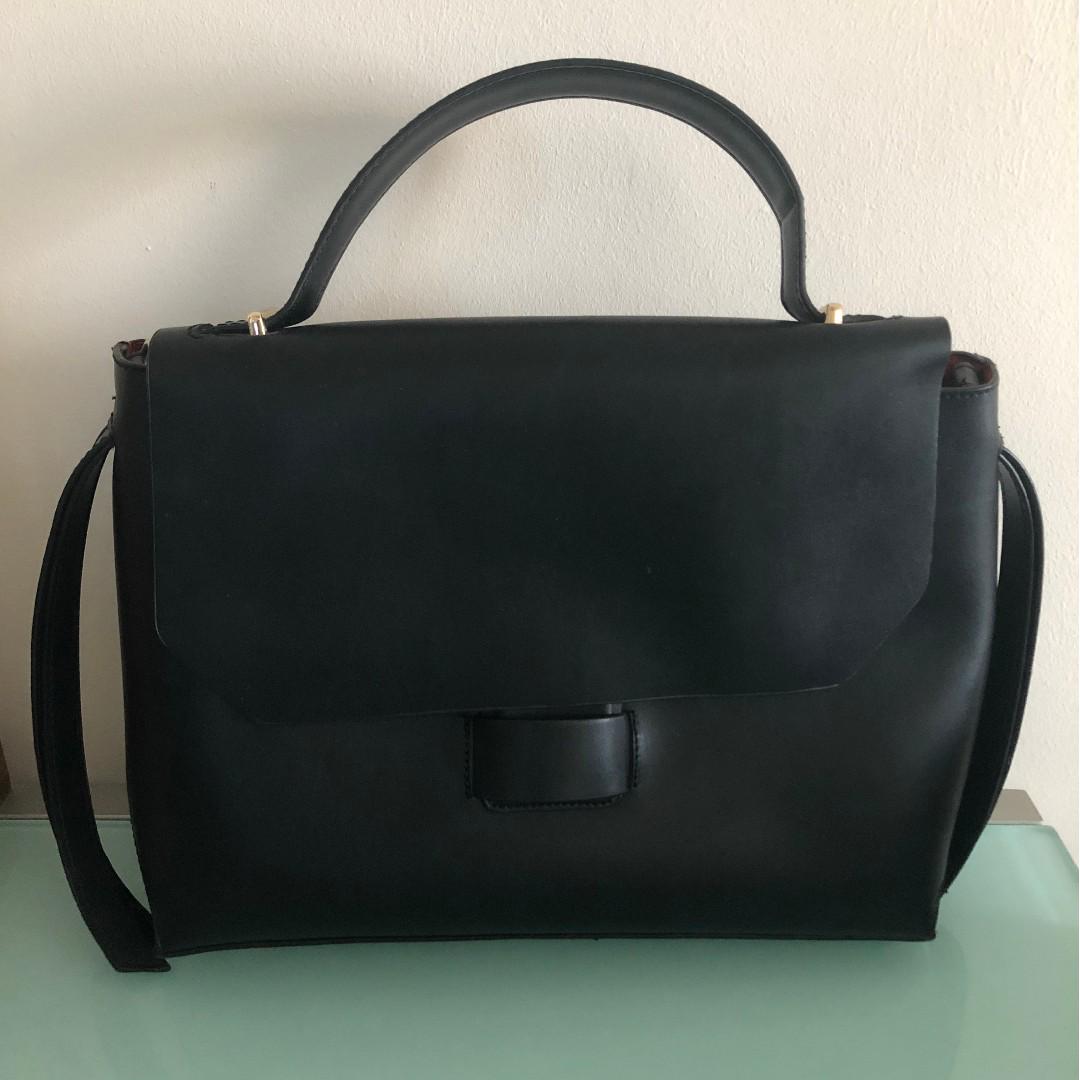 black bag with red inside zara