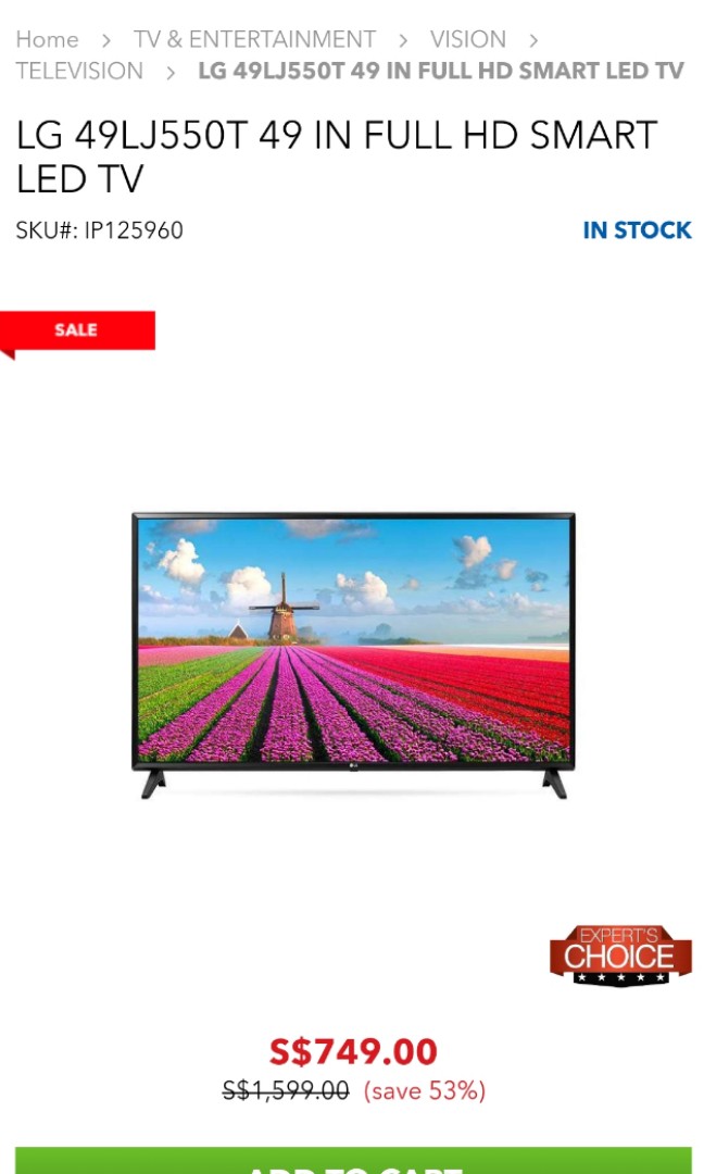 Brand new LG 49LJ550T 49 IN FULL HD SMART LED TV (I got from courts ...