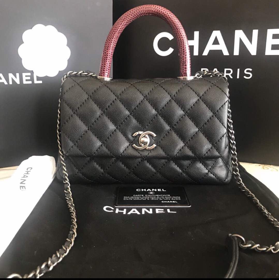 chanel black coco handle