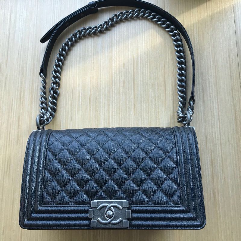 Chanel Boy Old Medium Caviar RHW (25 Series), Luxury, Bags