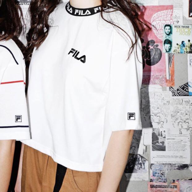 fila crop top red white blue
