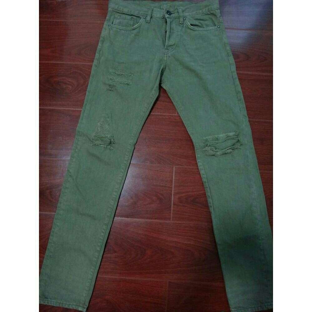 ripped olive green jeans