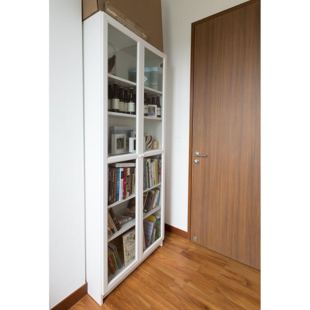 Billy Oxberg Bookcase Bookshelf White Glass Doors Rrp 289