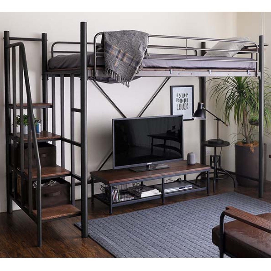 Linie Japanese Metal Loft Bed Stairs (Semi Double JP Size), Furniture