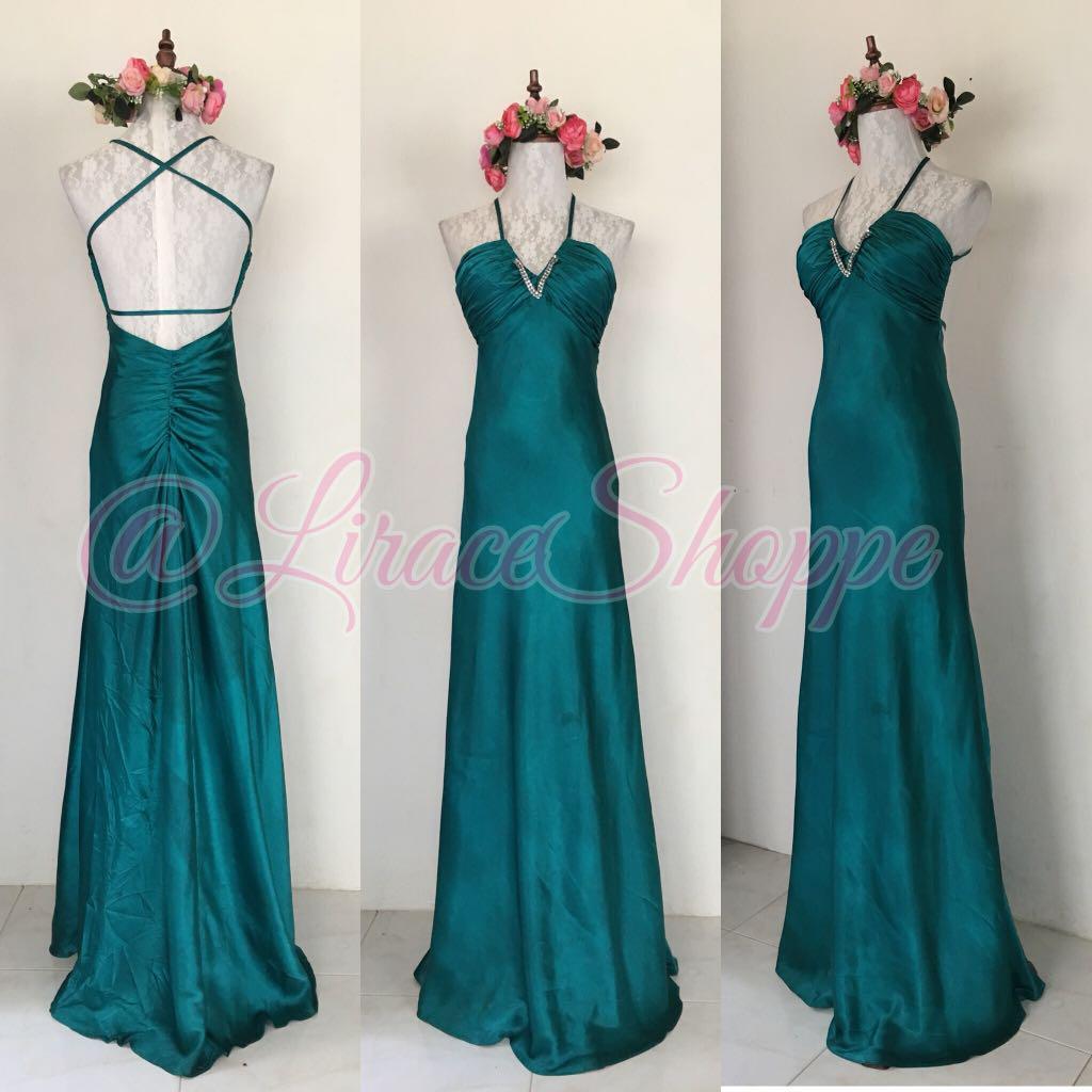 Long Gown Color Teal Green Women S Fashion Clothes On Carousell