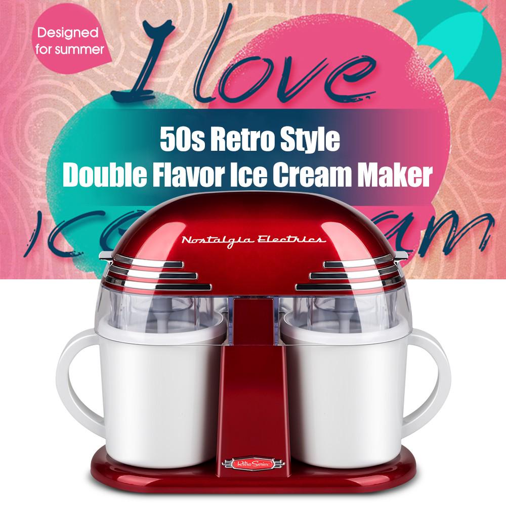 Nostalgia Retro Style Double Flavor Ice Cream Maker Household Ice Cream