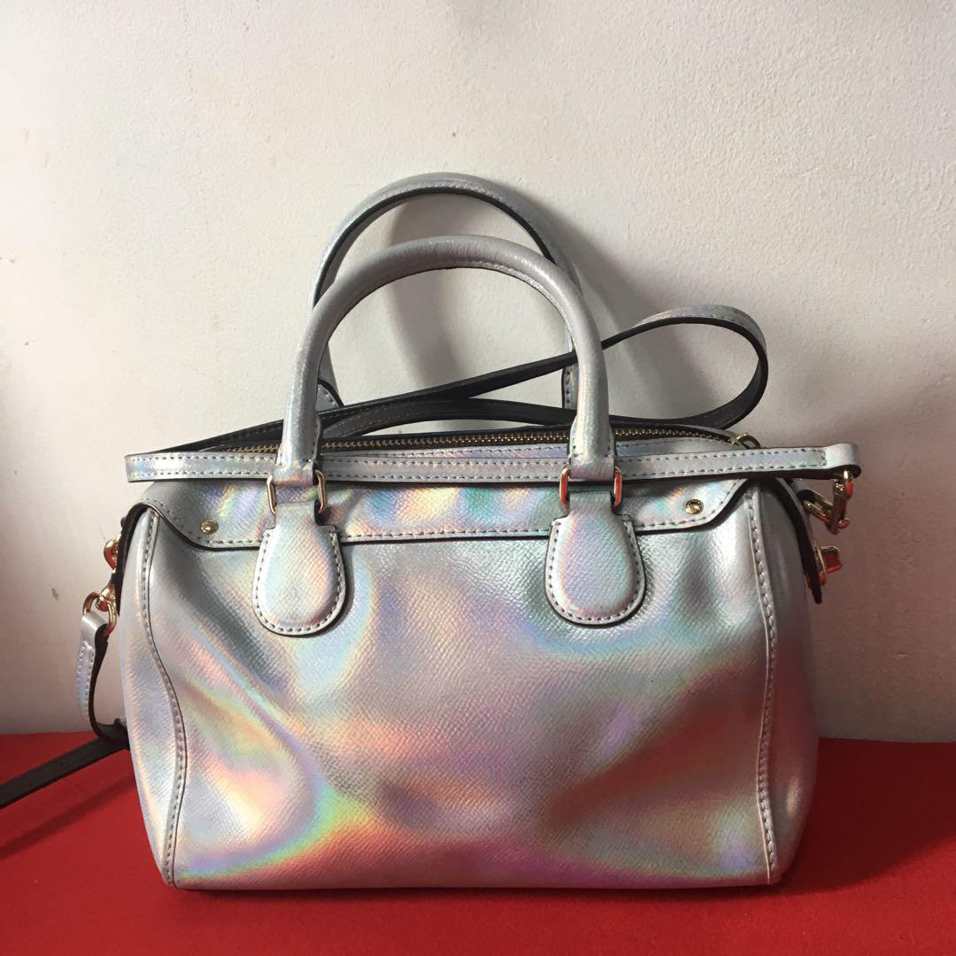 Buy Coach hologram mini bennett iridescent satchel silver Online
