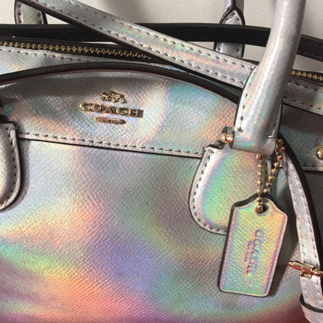 Buy Coach hologram mini bennett iridescent satchel silver Online