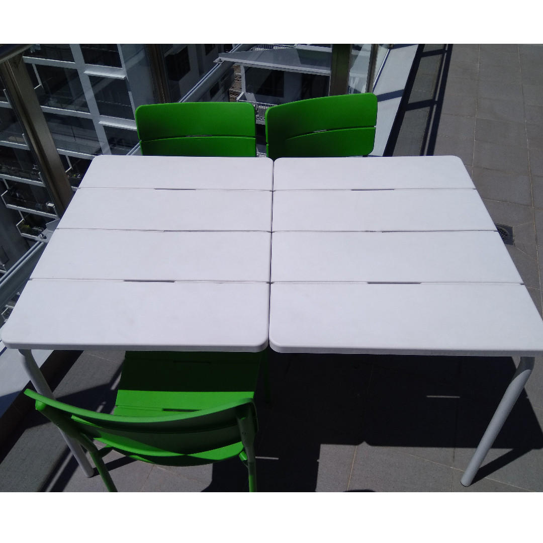 Outdoor Table And 3 Chairs Ikea Vaddo White Green Furniture Tables Chairs On Carousell