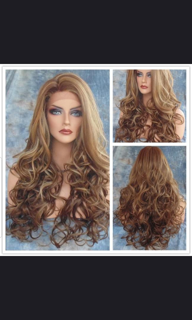 long dark brown curly wig