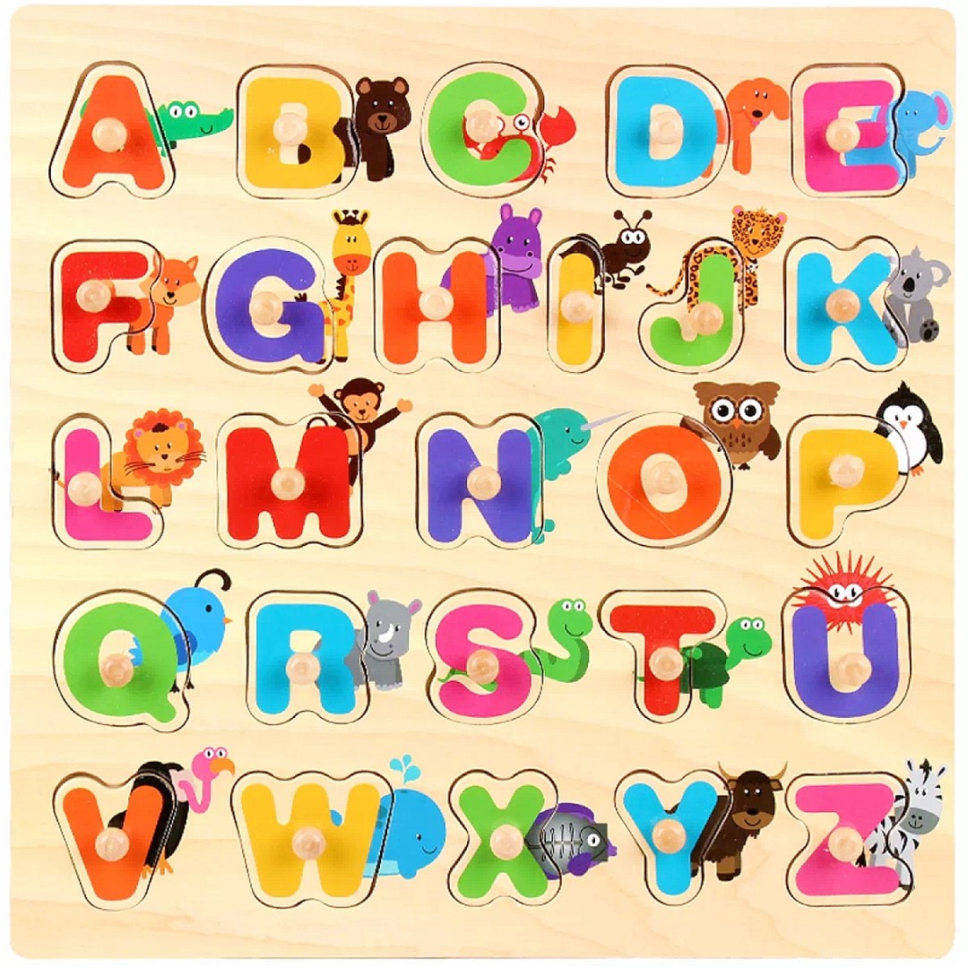 wooden alphabet peg puzzle