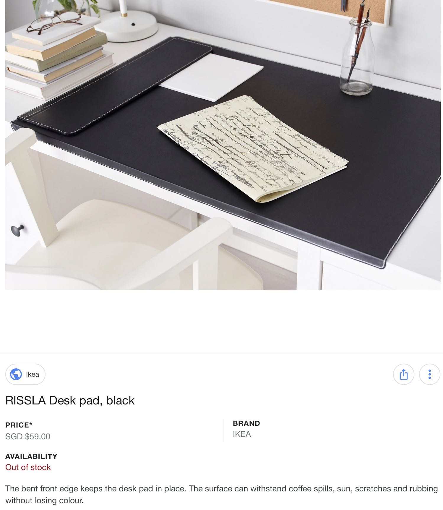 Rissla Ikea Desk Pad Black Furniture Others On Carousell