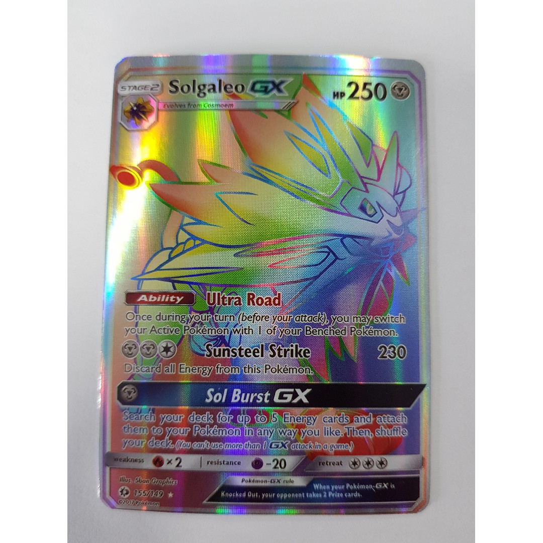 Solgaleo GX Rainbow Rare, Toys & Games, Others on Carousell