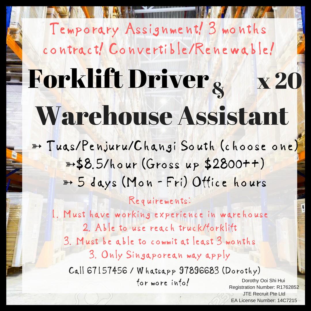 Temp Forklift Driver Warehouse Assistant Jobs Warehouse Logistics On Carousell