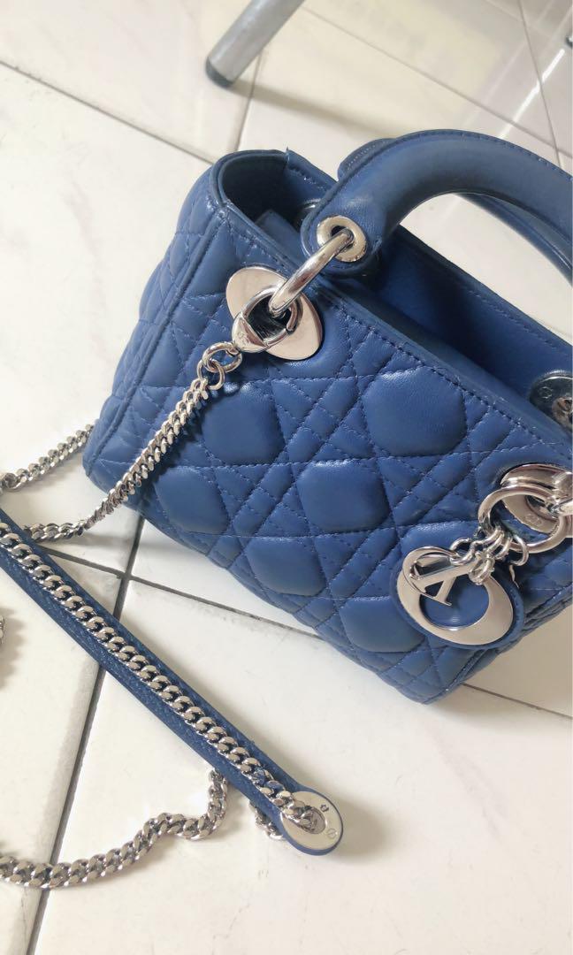 Used Mini Lady Dior Bag In Blue Lambskin For Sell, Luxury, Bags & Wallets  On Carousell