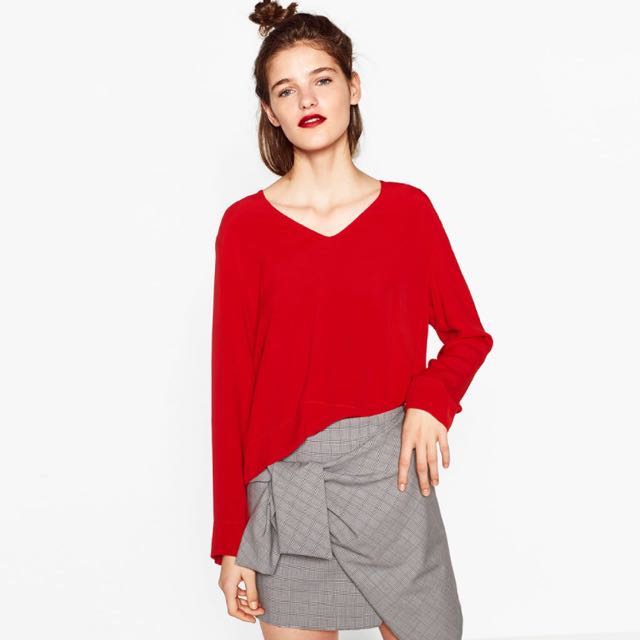 red blouse zara