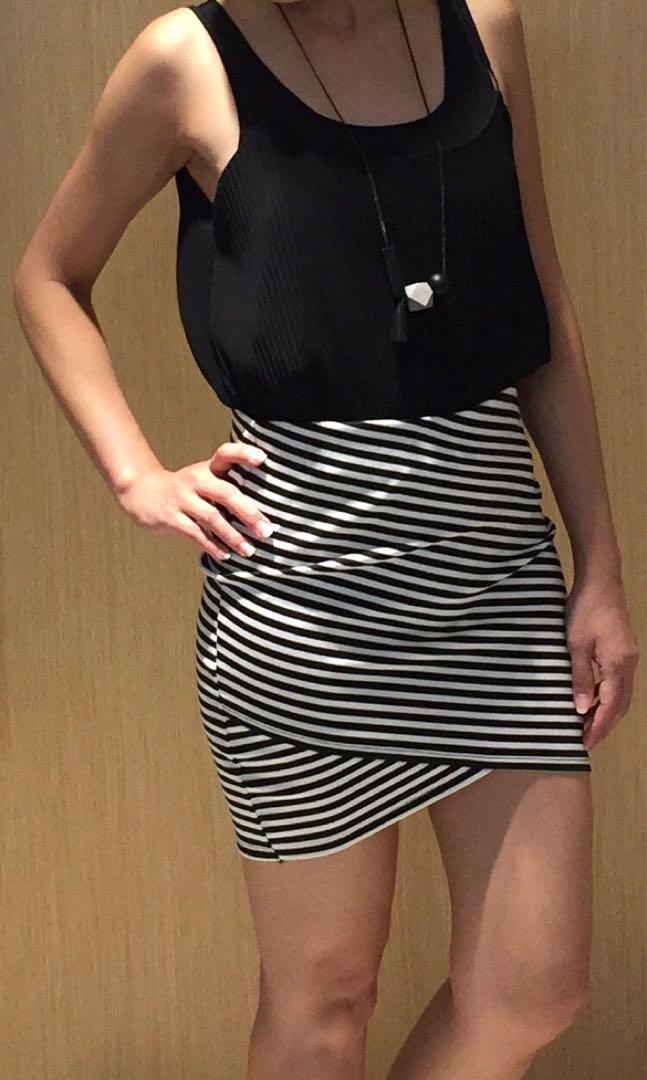 zara striped skirt