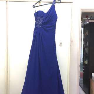 One-Shoulder Toga Maxi Evening Gown, in Royal Blue, Size M Medium / Size L Large / UK10 / UK12 #CarouPay
