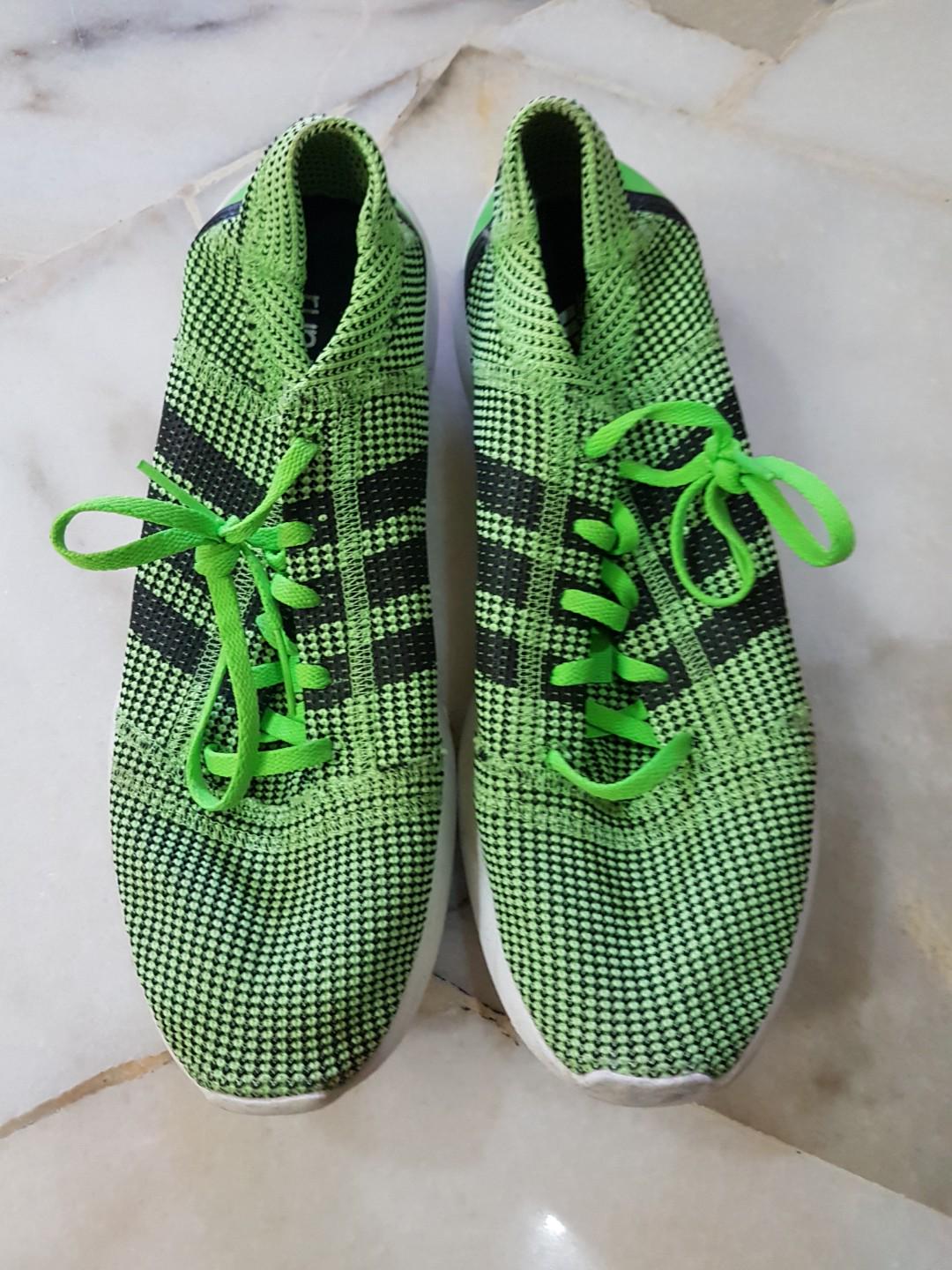 neon green running shoes
