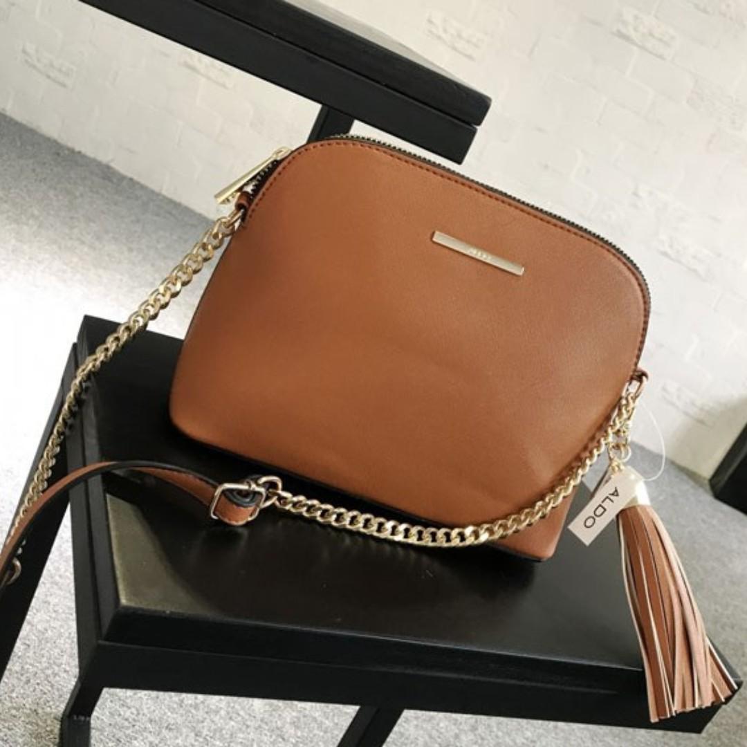 AUTHENTIC ALDO SHELL CROSS BODY BAG BROWN AL055