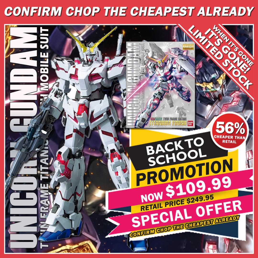 Authentic Bandai Mg Unicorn Gundam Titanium Finish Red Green Twin