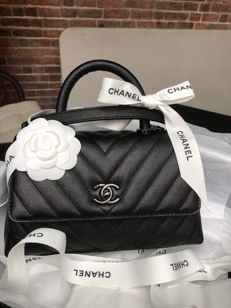 chanel black coco handle