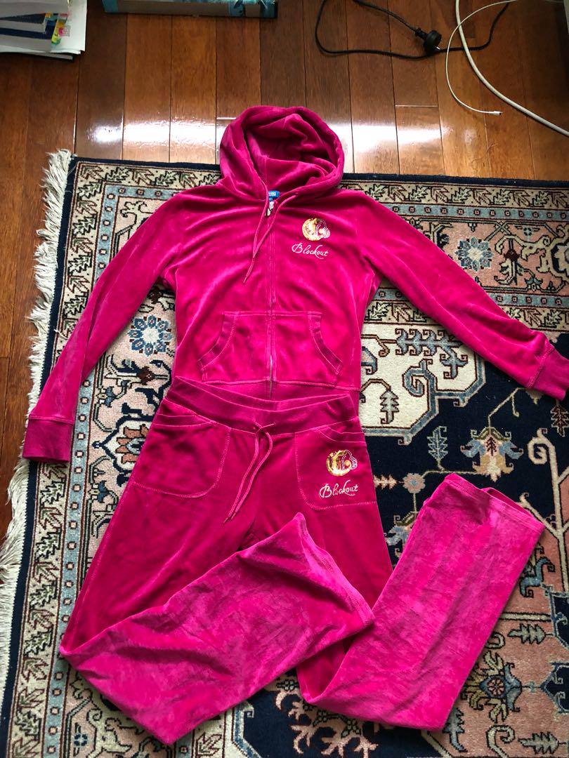 hot pink velour tracksuit