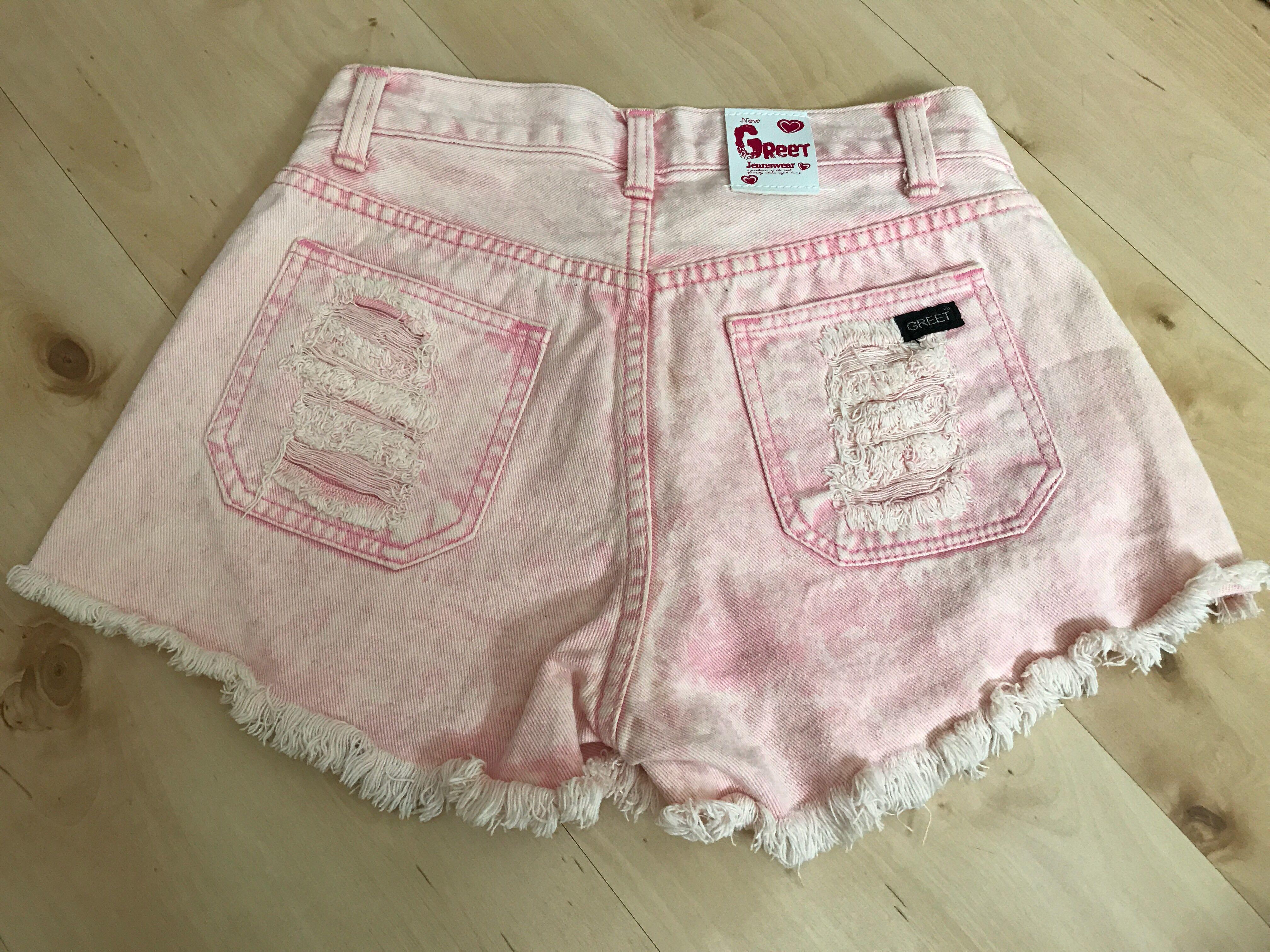 light pink high waisted shorts
