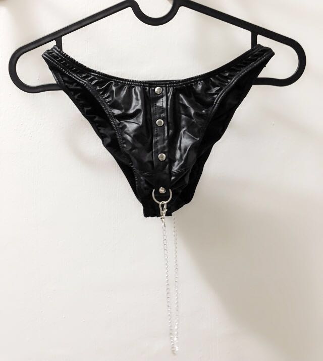 black leather thong