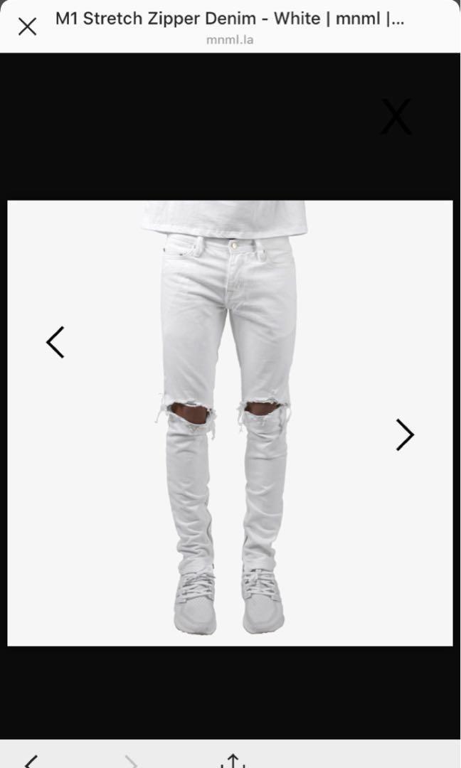 Mnml white ripped denims