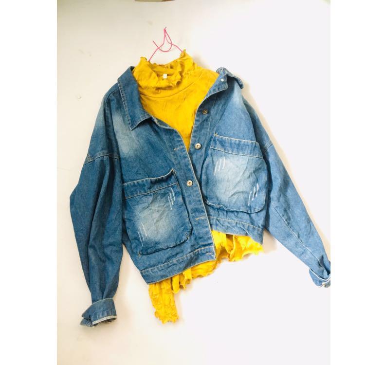 yellow top denim jacket