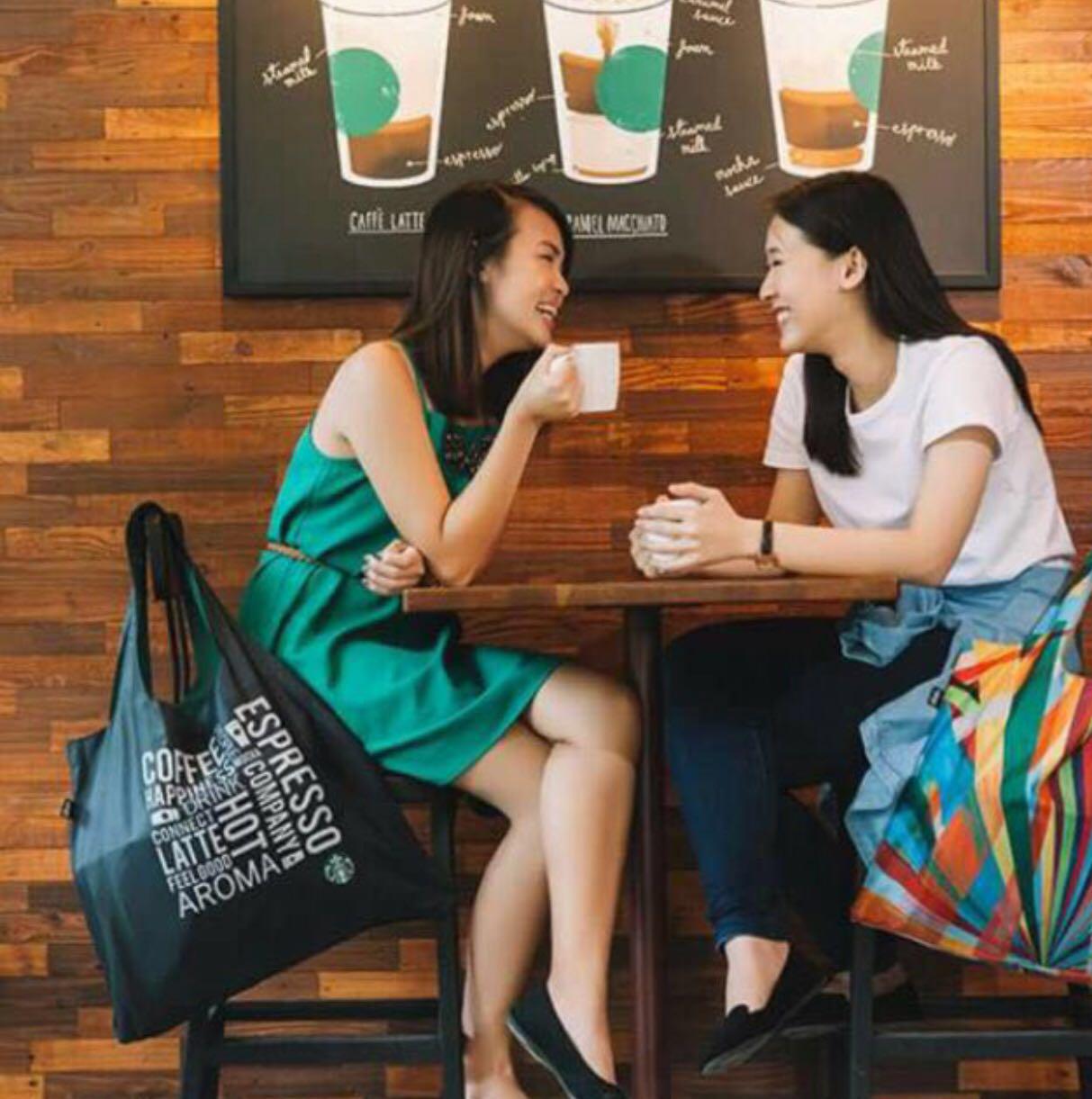 Starbucks LOQI black reusable shopping bag Women s Fashion Bags