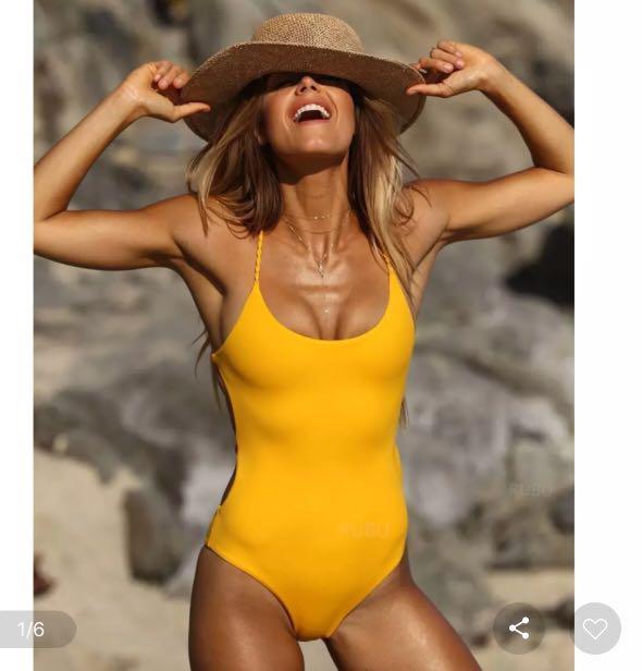 Yellow swimsuit women Clearance