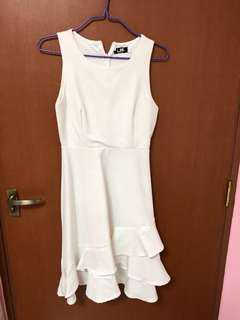 LBRLABEL white overlay dress