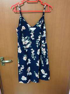 Slip on floral navy blue dress