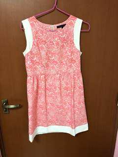 Crochet floral embroidered dress pink white