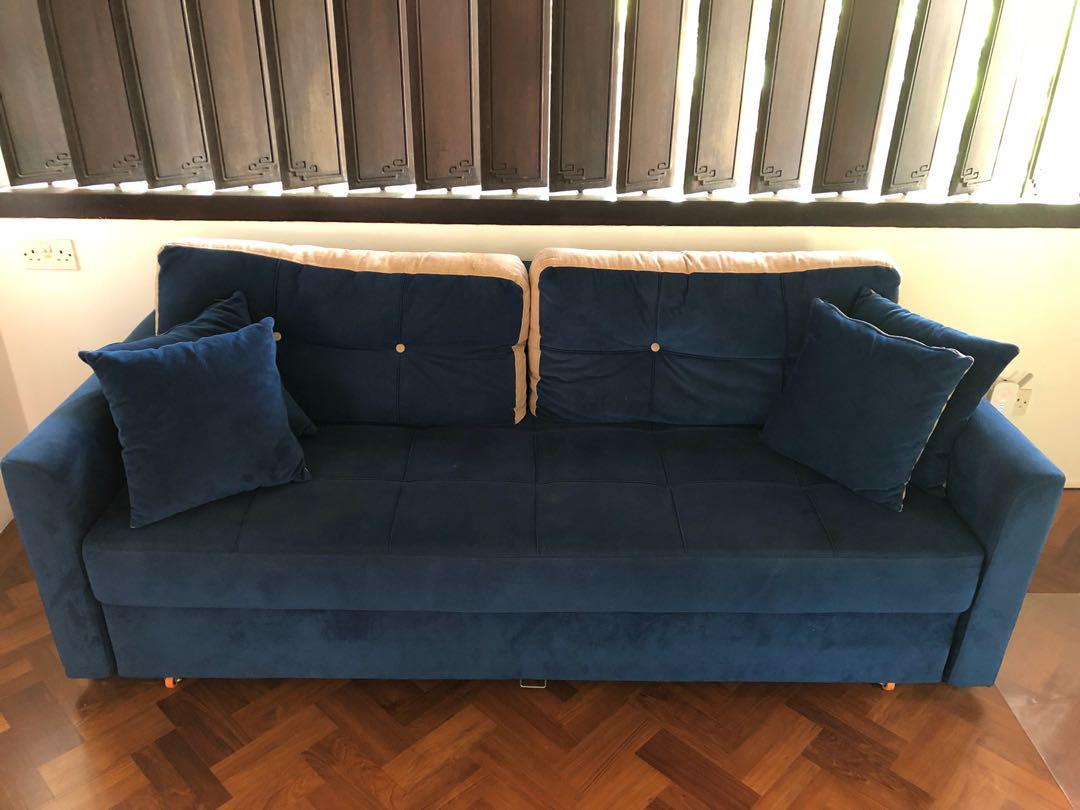 1 year old custommade sofa bed with cushions, Furniture & Home Living, Furniture, Sofas on