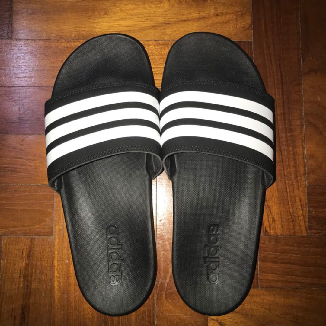 adidas adilette slides black and white